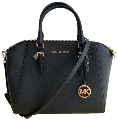 michael kors ciara large saffiano leather satchel black|MICHAEL Michael Kors Ciara Large Saffiano Leather Satchel.